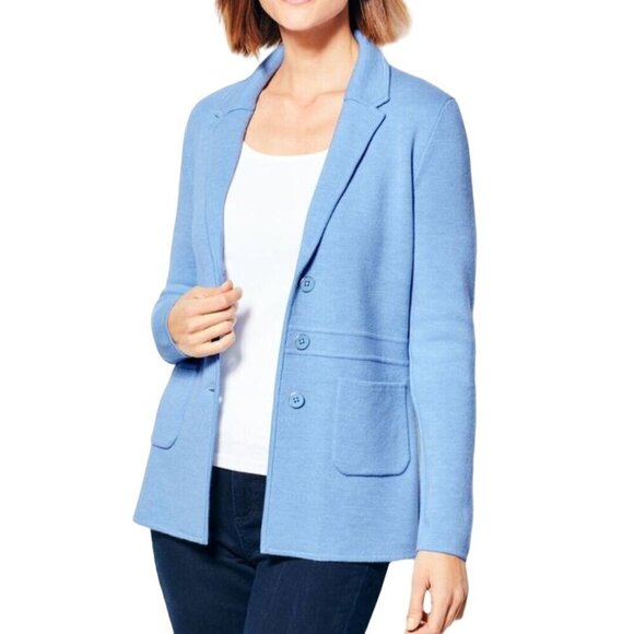 Talbots NWOT Merino Sweater Jacket Blue Size M - Picture 1 of 8